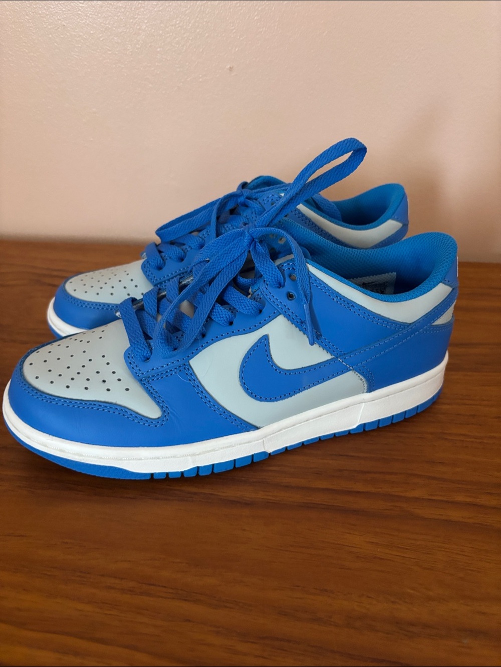 Like NEW! Nike Dunk Low "University Blue" two-tone white & light blue leather!